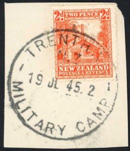 New Zealand SG580 2d Orange Perf 14 x 13.5 Mult Wmk Trentha Military Camp Pmk