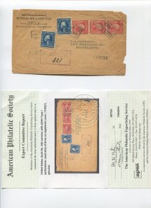 320 USAV Type I Strip of 3 Stamps on Registered Cover w/APS Cert (Cv 1078)