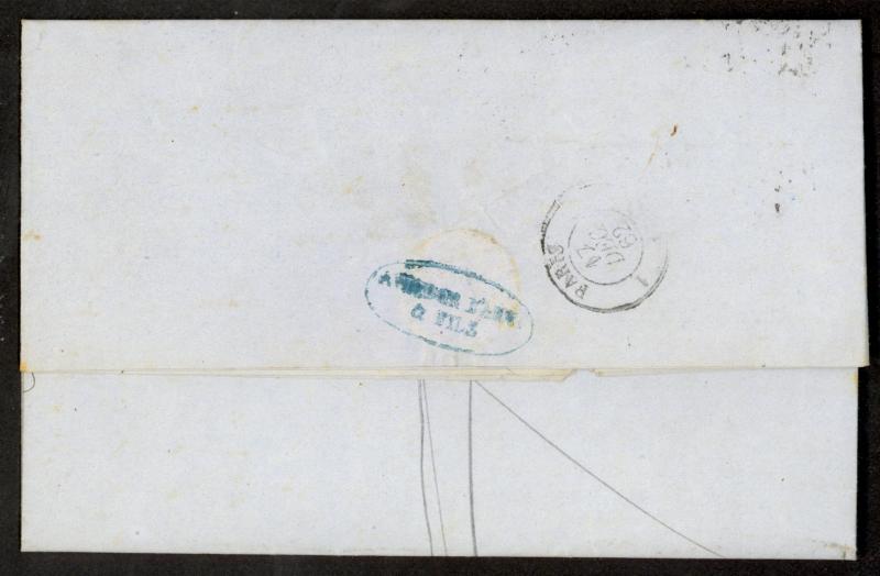 FRANCE 1862 20c EMPIRE NAPOLEON Sc 26 on ENTIRE from Nice to Paris Cover