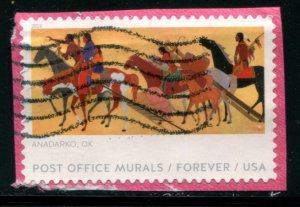 5375 US (55c) Post Office Murals SA, used on paper
