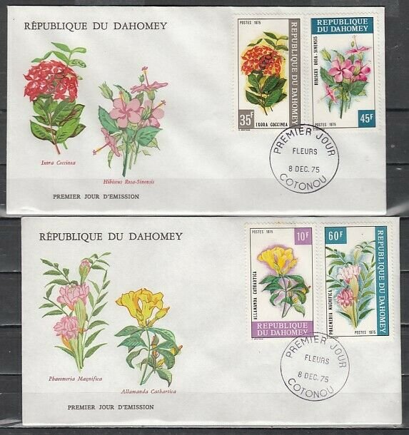 Dahomey, Scott cat. 342-345. Various Flowers issue. 2 First day covers. ^