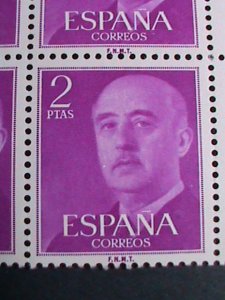 ​SPAIN-1956 SC# 830 WORLD STAMP DAY GENERAL-FRANCO -MNH BLOCK OF 4 VERY FINE