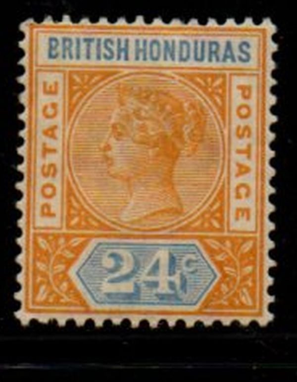 British Honduras Sc 45 1891 yellow & blue 24 c  Victoria stamp mint