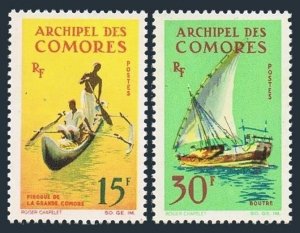 Comoro Isls 61-62,hinged.Michel 61-62. 1964.Grand Comoro canoe,Boutre felucca.
