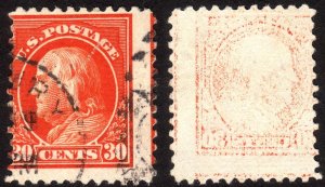 1917, US 30c, Franklin, Used, Sc 516, Printed on both sides