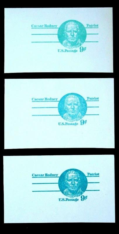 US #UX70 Unused Variety postal Squares 9 cent Set of 3 different blue shades