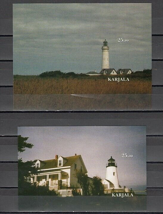 Karjala  2001 Russian Local. 2 Lighthouse IMPERF s/sheets. *