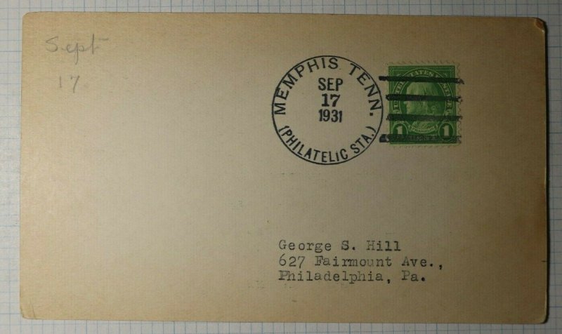 Memphis Tenn Philatelic Invitation Postcard 1931 Night in Ireland Moose Home