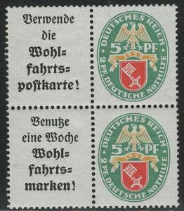 Germany Scott # B28 (2), label A1.1 and A2, mint nh, se-tenant, Mi# W34+W35
