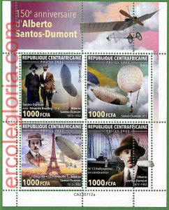 B1278 - Centrafricaine - ERROR MISPERF Stamp Sheet - 2023 - Santos-Dumont ZEPPELI-