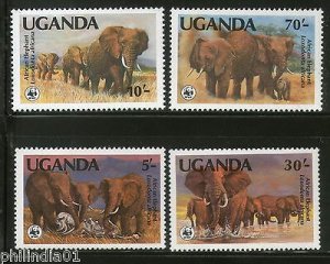 Uganda 1983 WWF - African Elephant Animal Wild Life Fauna Sc 371-774 MNH # 004