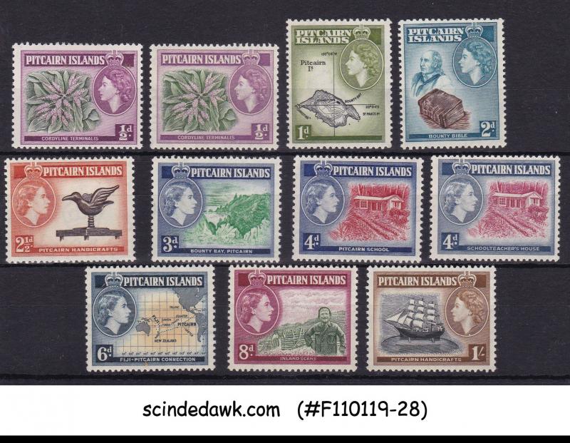 PITCAIRN ISLANDS - 1957 QEII SCOTT#20-30 11V - MINT NH