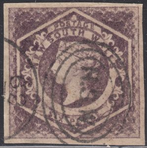 New South Wales 1854-55 used Sc 29 6p Queen Victoria