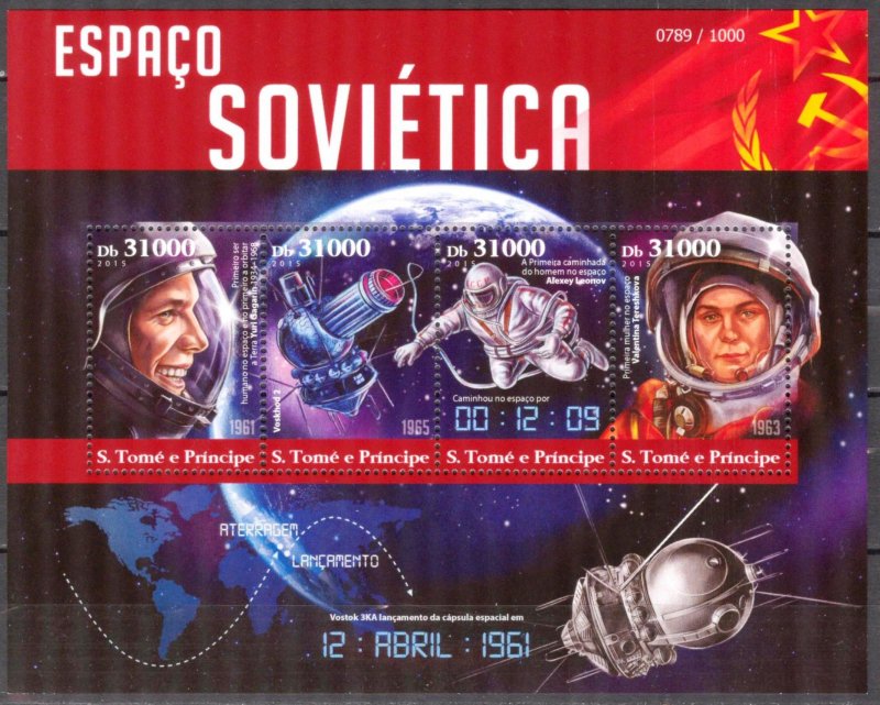 Sao Tome and Principe 2015 Space sheet of 4 MNH