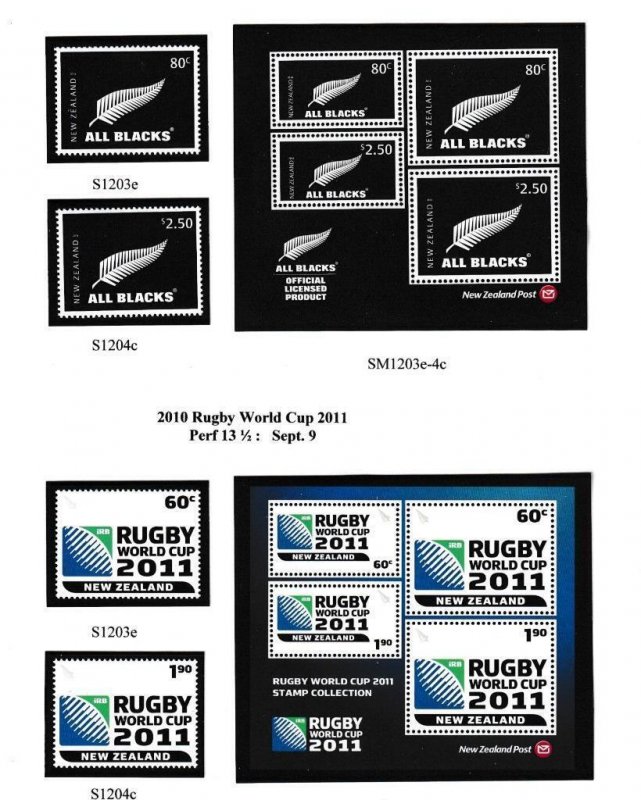 NEW ZEALAND THE ALL BLACKS S/SHEETS AND SETS ALL POST OFFICE FRESH
