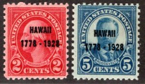 Scott 647-648, 1928 Hawaii Commemoratives, MLHOG, USA