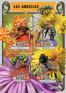 Bees Stamps Niger 2016 MNH Honey Bee Bumblebee Insects 4v M/S