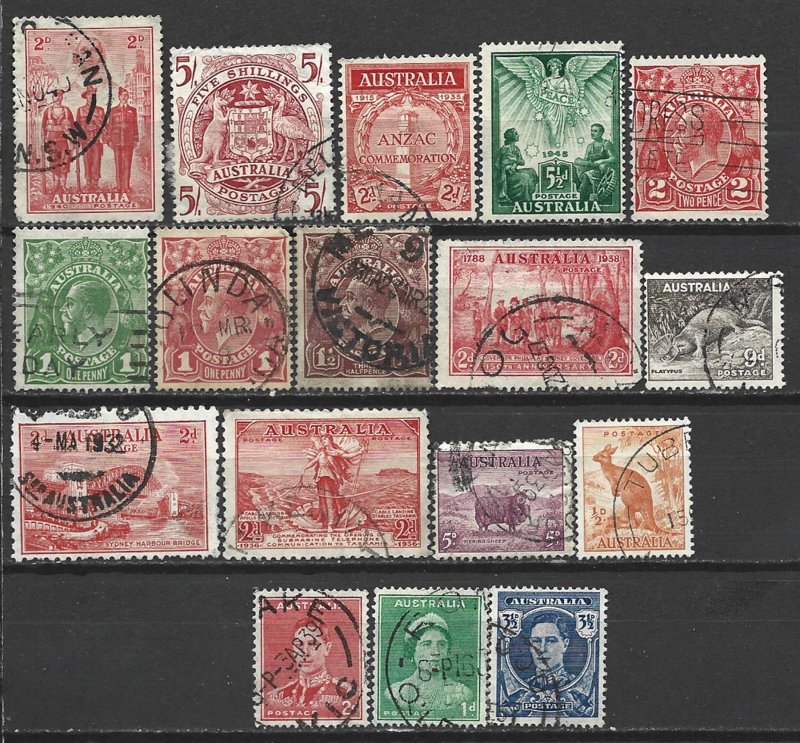 COLLECTION LOT 7163 AUSTRALIA 17 STAMPS 1914+ CV+$19