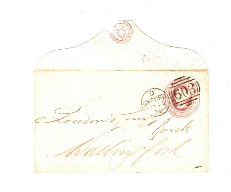 GB Cover Rare *OXFORD OLD BANK* 1d Stationery PTO 1858 {samwells-covers} EA115 