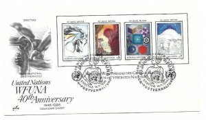 UN Vienna 66 United Nations WFUNA 40th Anniversary S/S  ArtCraft FDC