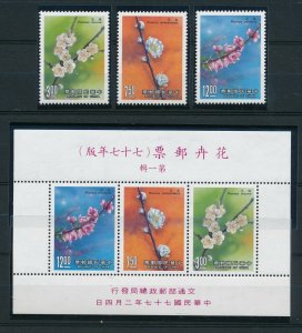 RO China 1988 Flower of 4 Seasons, Spring (3v + 1ms Cpt) MNH CV$25