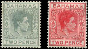 Bahamas SC# 103, 103B SG# 152, 152b George VI MVLH / MNH