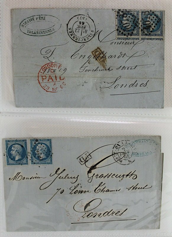 France 1863 /70 bundle of 20c blue perforate Napoleon covers  entires FU Covers