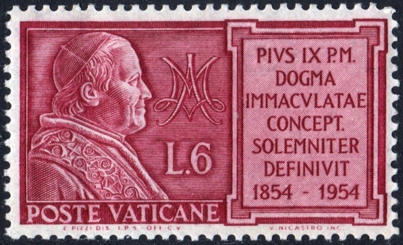 Vatican City SC#178 6£ Marian Year (1954) MNH/Toned Gum