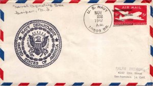 United States Fleet Post Office 5c DC-4 Skymaster Air Envelope 1947 U.S. Navy...