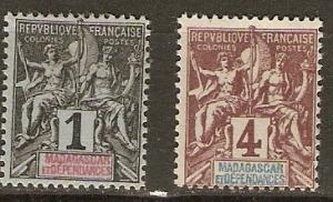 Madagascar Duo (28, 30) Mint F/VF 1896 SC V $2.90