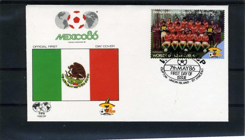 Grenadines St. Vincent 1986 FIFA World Cup Mexico 1986 Hungary team official FDC