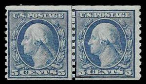 PCBstamps   US # 496 Line Pair 10c(2x5c)Washington, blue, MNH, (4)
