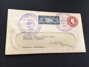 United States Wichita Dallas Airmail first trip 1926 stamps cover 62253