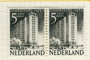 NETHERLANDS; 1950 early Social Fund issue Mint hinged Pair 5c.