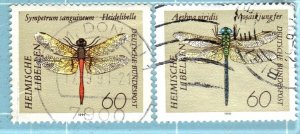 GERMANY SC # 1671-72 USED 60pf  DRAGONFLYS