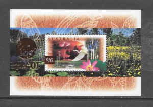 AUSTRALIA #1535c BIRDS-PHILA NIPPON GOLD IMPRINT S/S MNH