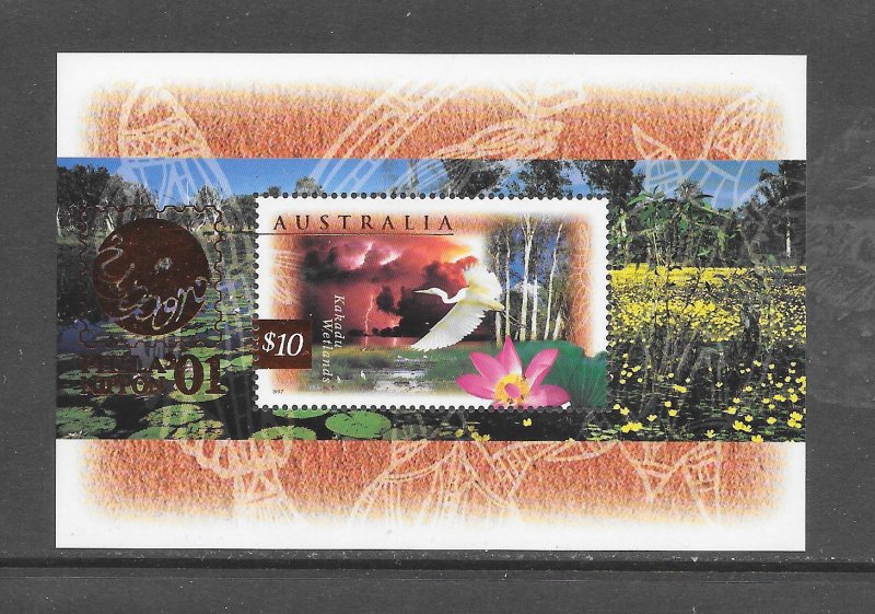 AUSTRALIA #1535c BIRDS-PHILA NIPPON GOLD IMPRINT S/S MNH