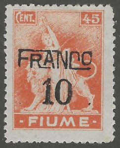 Fiume, stamp,  Scott#60,  mint, hinged,  45 cent,. orange