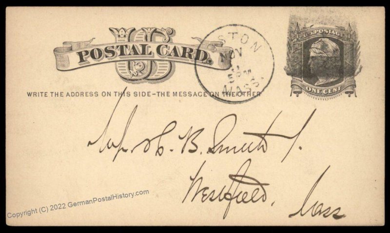 USA 1800s Boston Mass Negative Letter B Fancy Cancel Cover 94976