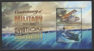 AUSTRALIA SGMS4212 2014 MILITARY AVIATION AND SUBMARINES MNH