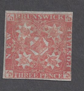 Canada NEW BRUNSWICK # 1a MINT 1851 3 PENCE DARK RED IMPERFORATE BS27848