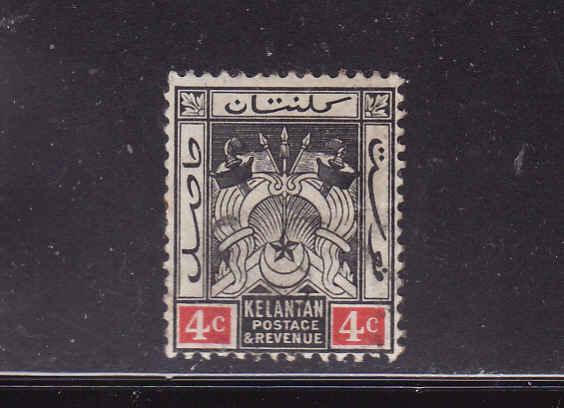 Malaya Kelantan-Sc #3-unused,hinged-4c black & red-1911-15-b