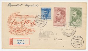 Registered cover / Postmark Czechoslovakia 1950 Zdenek Fibich - Composer