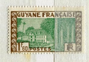 FRENCH COLONIES; GUYANE 1929 early Building issue Mint hinged 1.60Fr. value