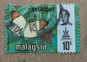 Selangor 1971 10c Butterflies, used. Scott 132, CV $0.30. SG 150