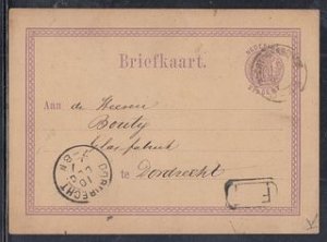 Netherlands - Dec 1877 2 1/2c Domestic Post Card