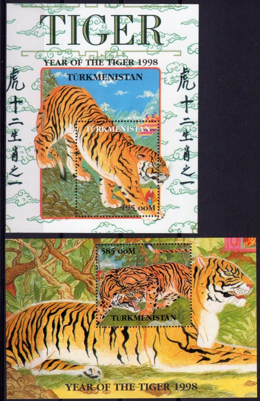 Turkmenistan 1998 YT#Bl.17/18 YEAR OF THE TIGER CHINESE NEW YEAR 2 S/S Perf.MNH