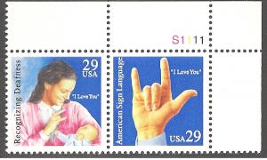US Cat # 2783-84, Sign Language - Pair, MNH