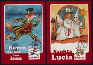 Sweden 2401-2 a-d on Maxi Cards - Christmas Songs, Cartoons, Christmas Tree