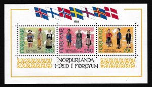 Faroe Is. Flags Costumes Inauguration of Nordic House MS 1983 MNH SG#MS89